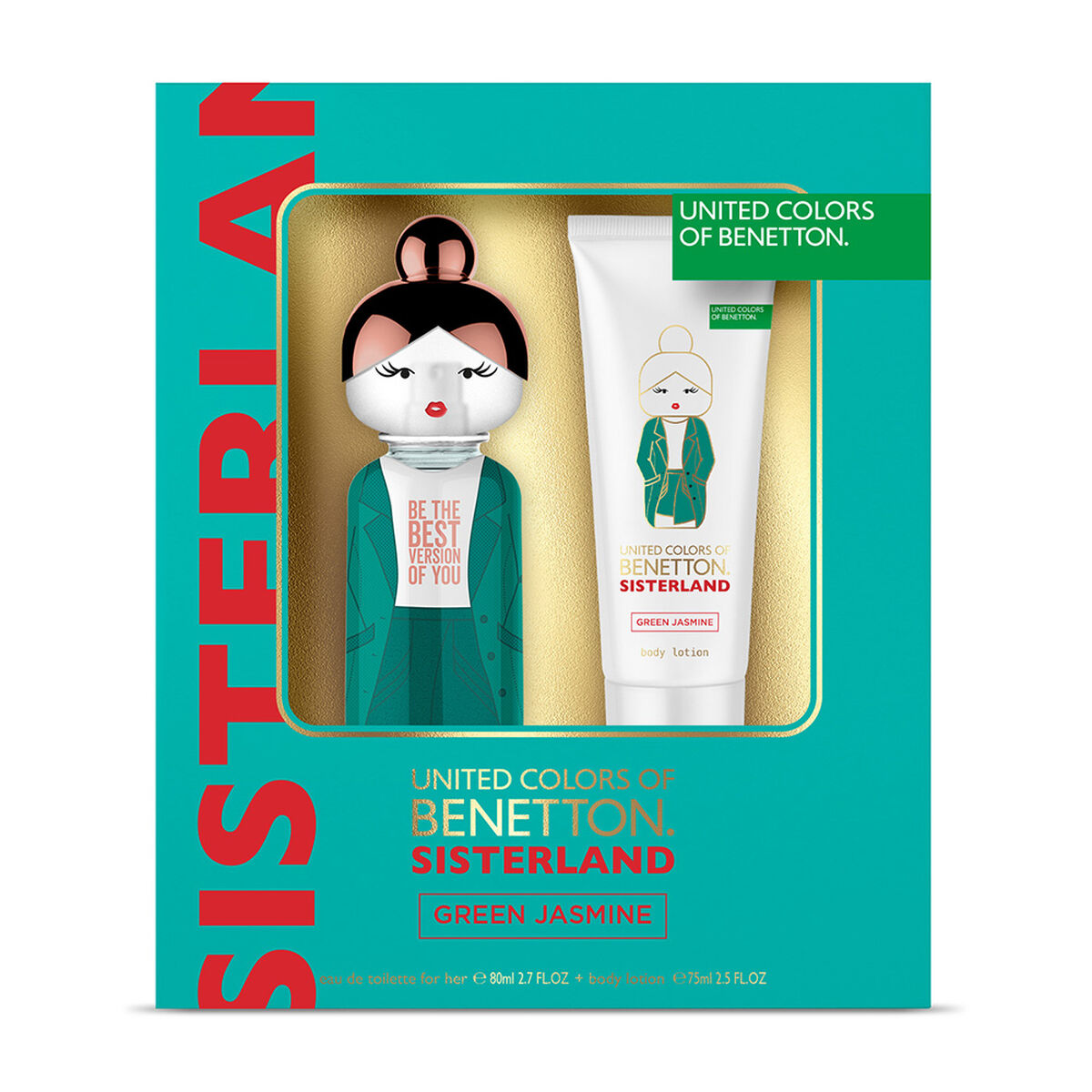 Perfume Benetton Set Sisterland Green Jasmine EDT 80 + Body Lotion 75 ml