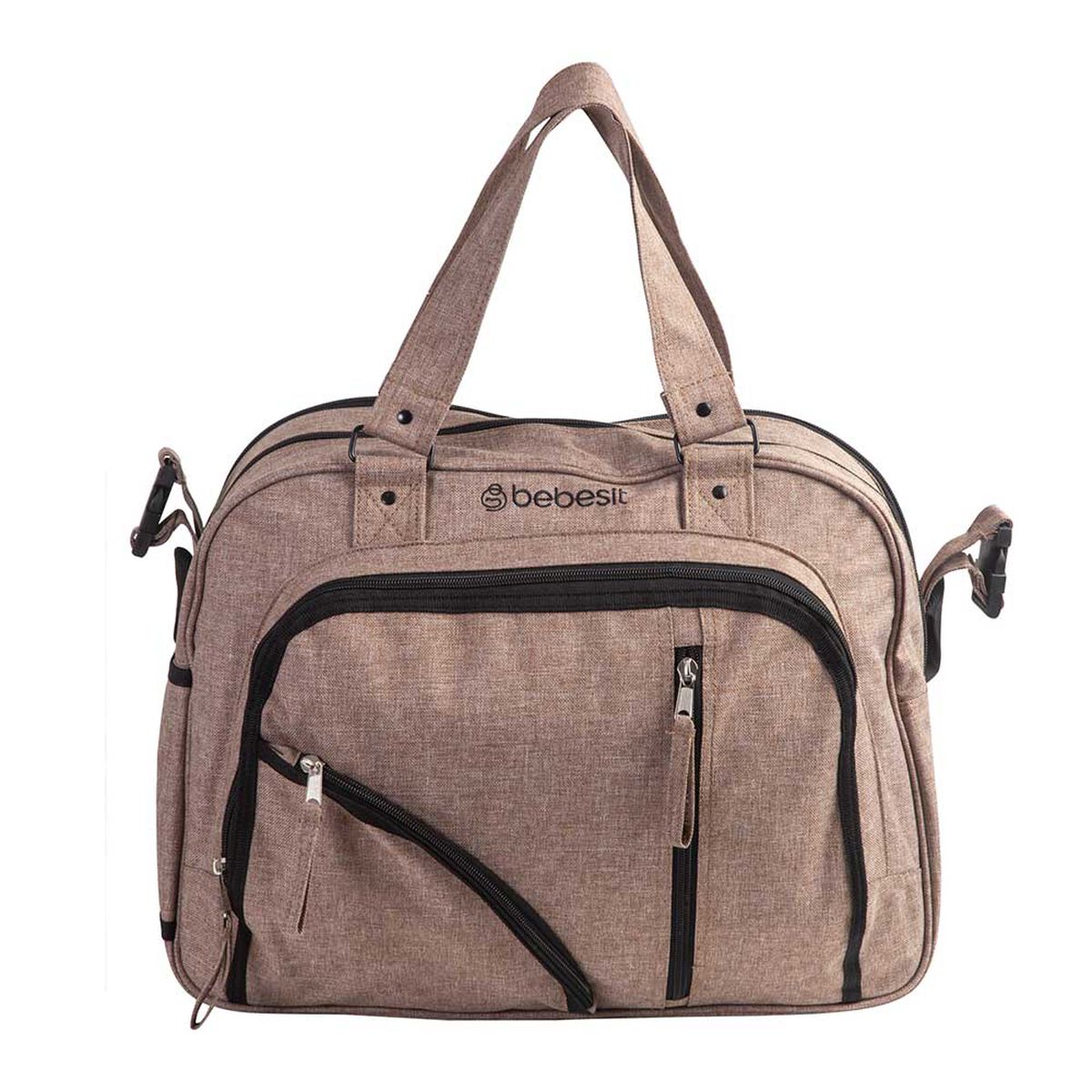 Bolso Maternal Con Porta Mamadera & Mudador Gris Bebesit
