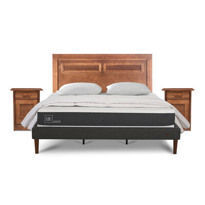 CIC Cama Europea CIC King New Ortopedic + Respaldo Milán + 2 Veladores + Almohadas + Plumón Pluma