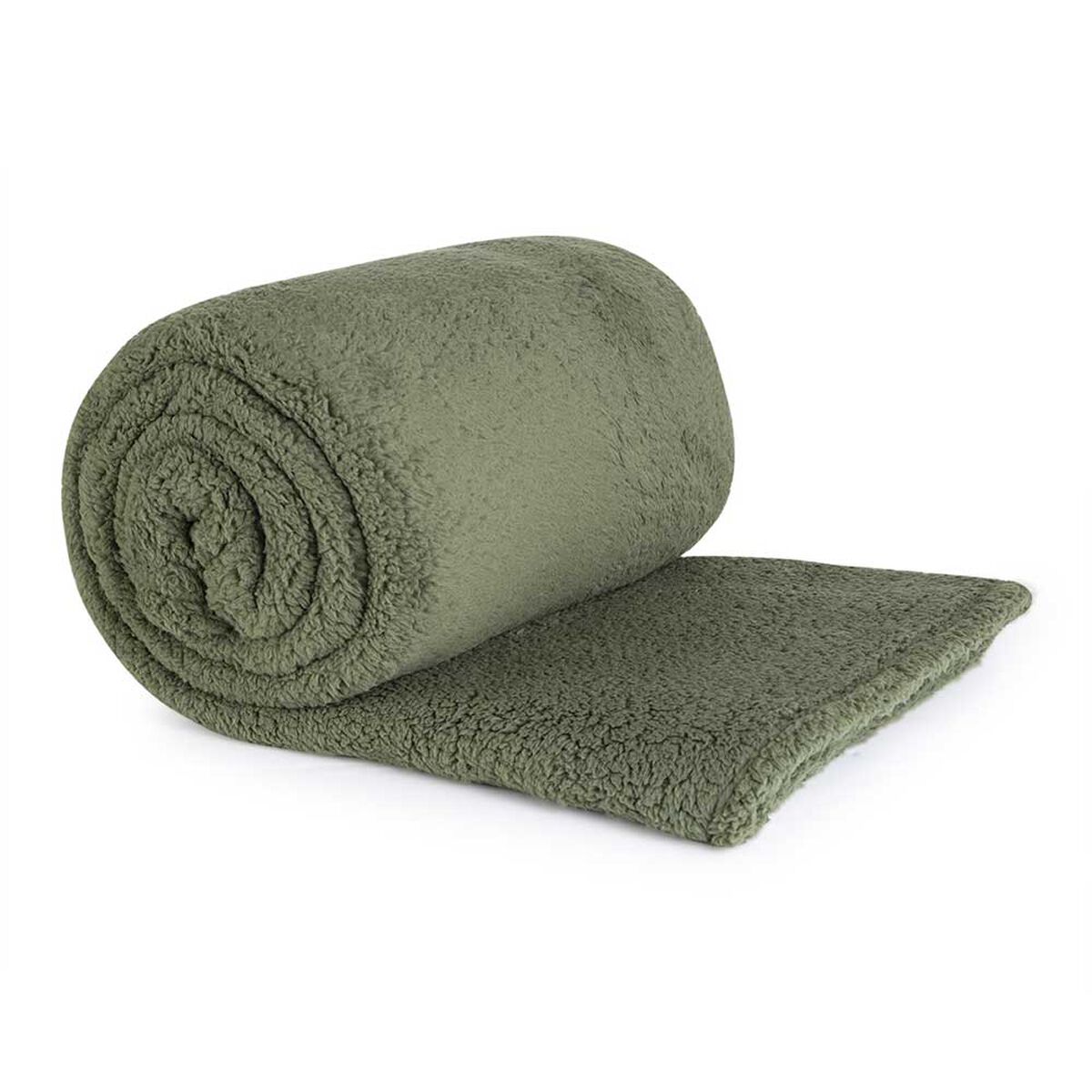Frazada Sherpa Casanova 2 Plazas Liso Verde