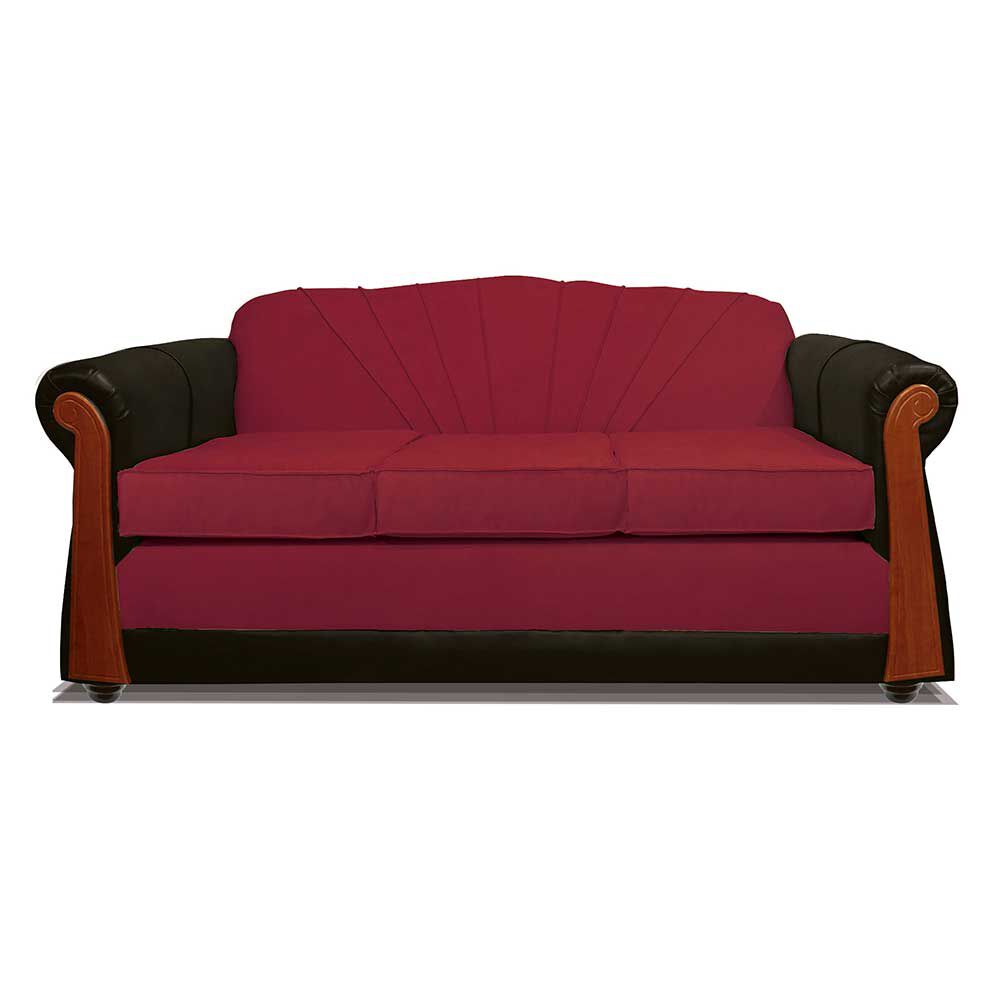 Sofá Elegant Detail Marsella 3 Cuerpos Tela/PU Rojo