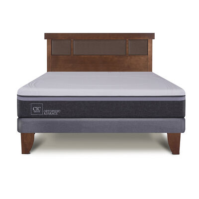 Cama Europea CIC 2 Plazas Ortopedic Advance + Respaldo Dublin Caramelo