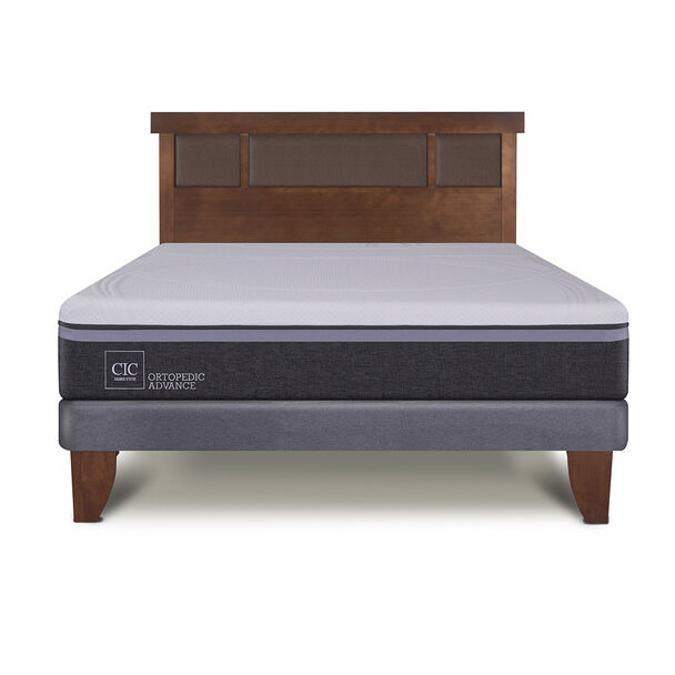 Cama Europea CIC 2 Plazas Ortopedic Advance + Respaldo Dublin Caramelo