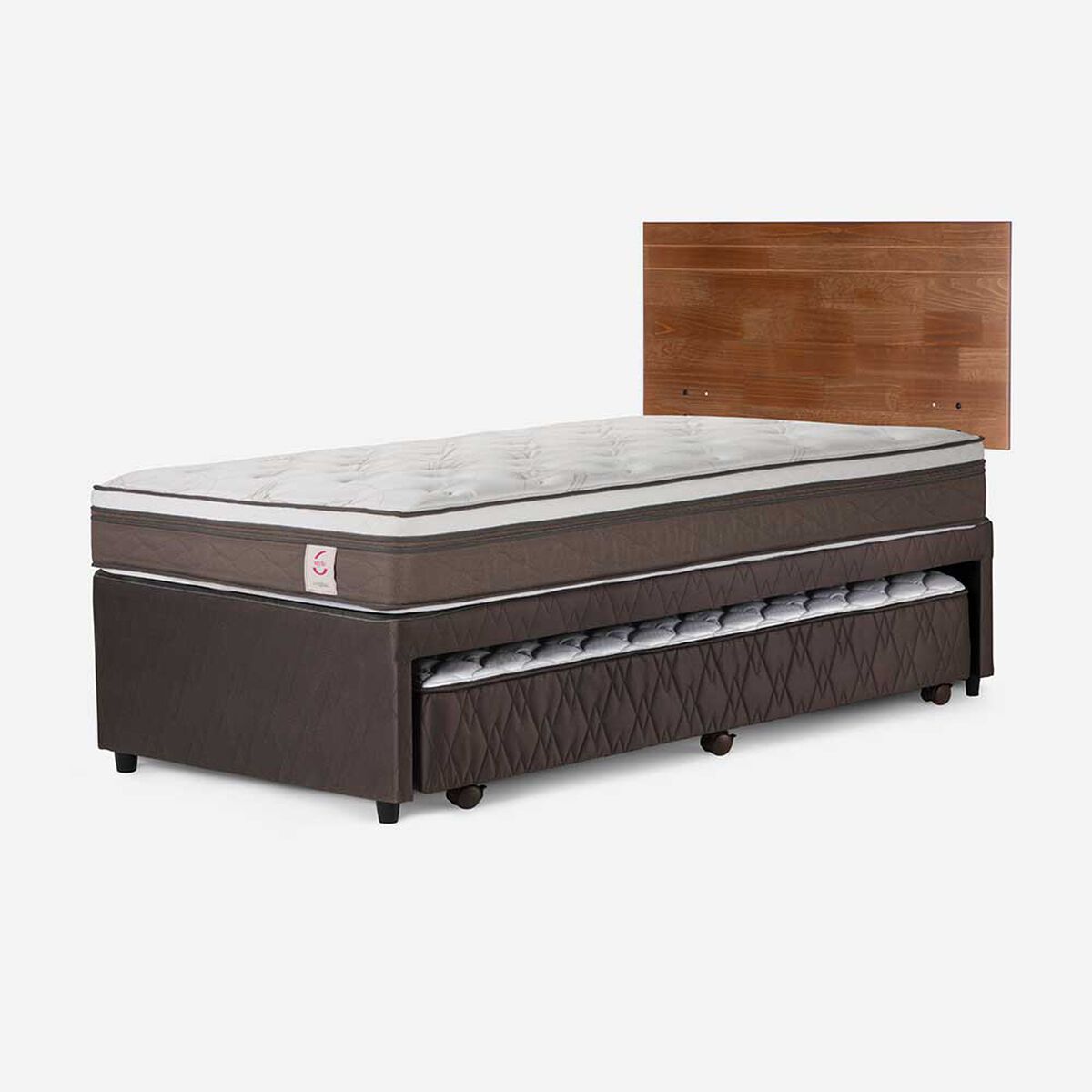Cama Nido Rosen 1,5 Plazas New Style 6  + Respaldo Tabor Caramelo