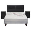Cama Europea 2 Plazas  Threrapedic Más Gris + Set Maderas  Florencia