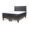 Cama Europea CIC Base Dividida 2 Plazas Grand Premium + Respaldo Milan Negro