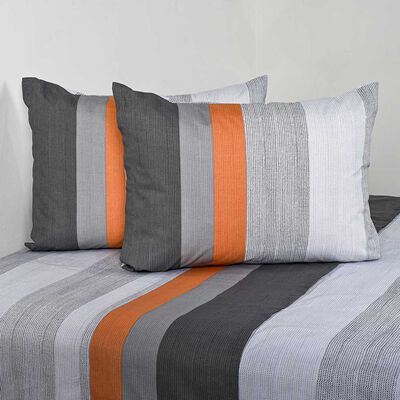 Imagen 1 del producto Juego de Sábanas American Family 144 Hilos 2 Plazas Franjas Gris