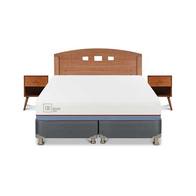 Imagen 1 del producto Cama Americana CIC Base Dividida 2 Plazas Excellence Plus + Respaldo + 2 Veladores New Gales