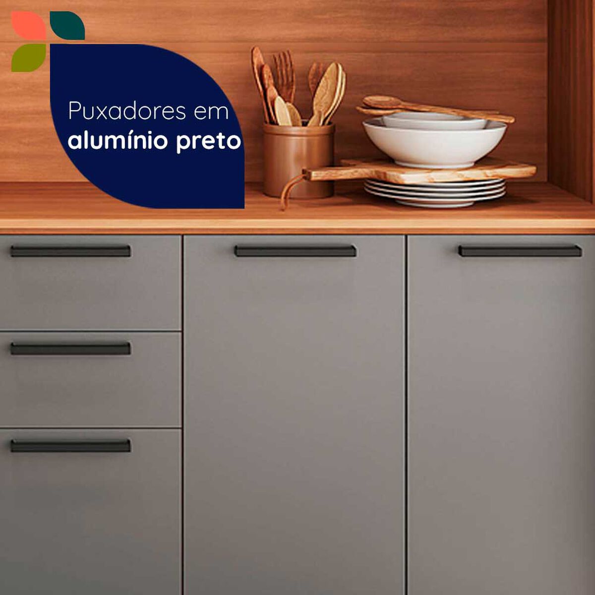 Kit de Cocina Roca Casta&ntilde;a 8 Puertas 3 Cajones Canela-Ceniza