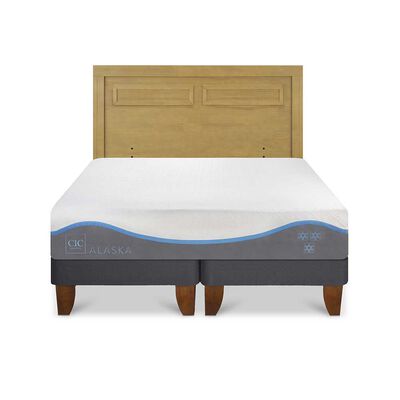 Cama Europea CIC Base Dividida King Alaska + Respaldo Milan Mostaza