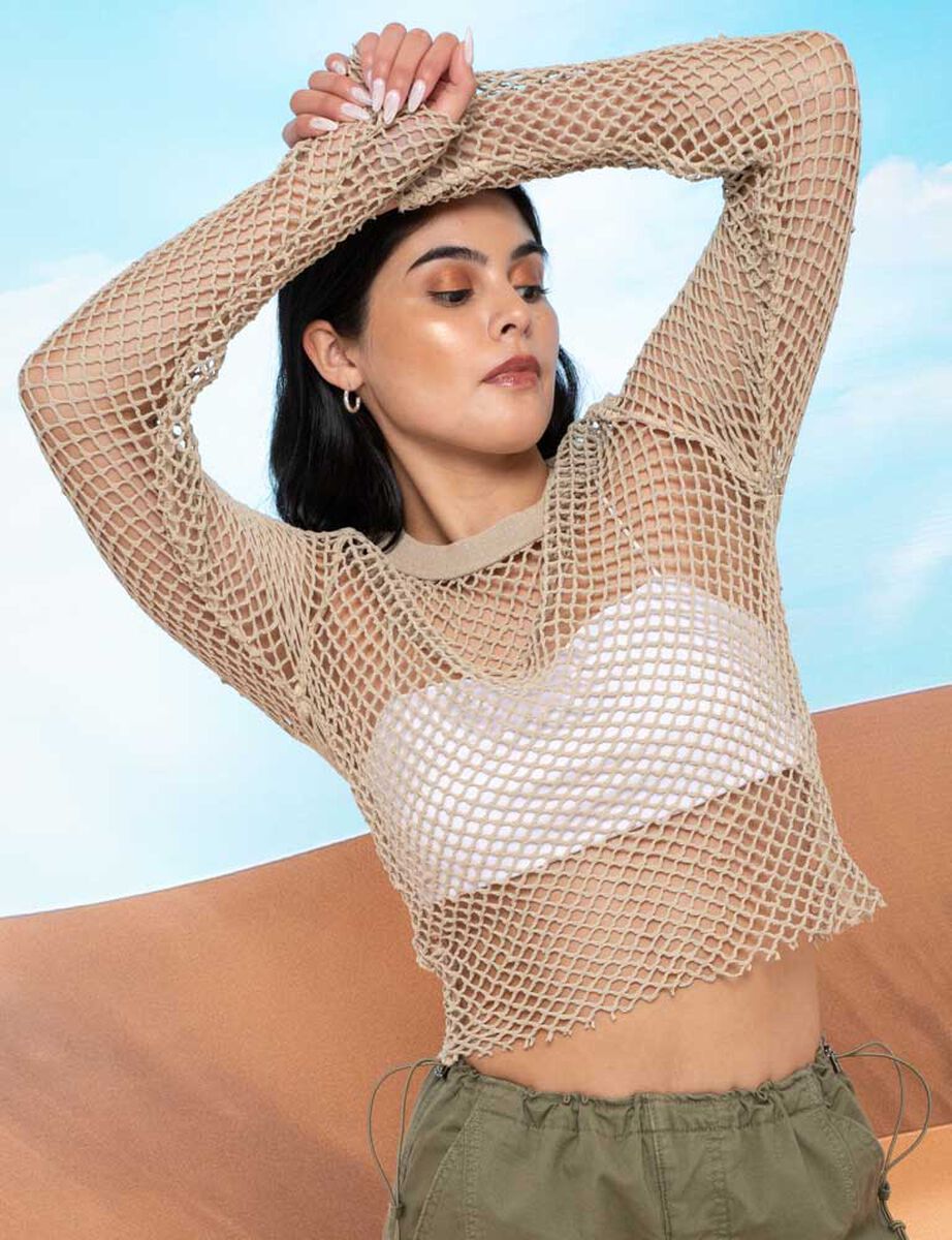 Polera Transparente Manga Larga Mujer Icono