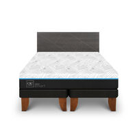 Cama Europea CIC Green Infinity King + 1 Respaldo Villarrica Gris