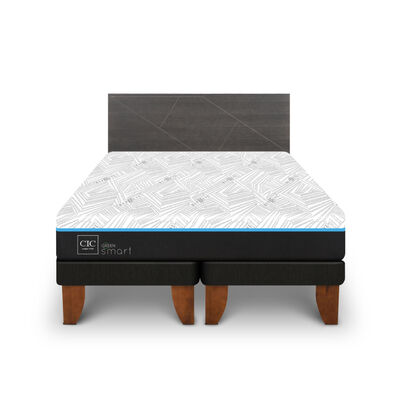 Imagen 1 del producto Cama Europea CIC Green Infinity King + 1 Respaldo Villarrica Gris