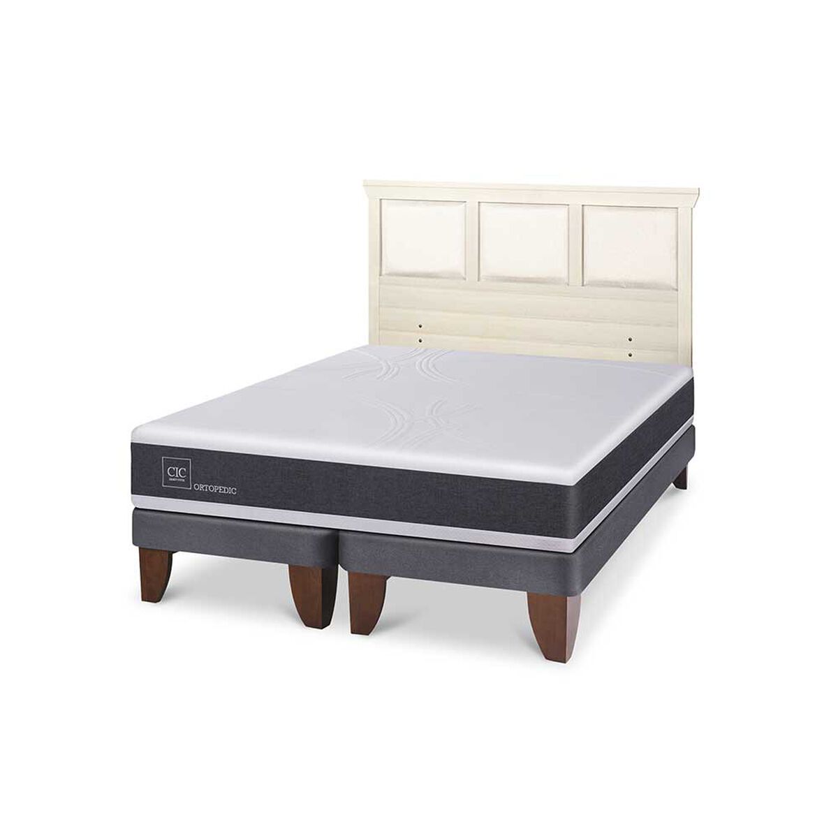 Cama Europea CIC Base Dividida King Ortopedic + Respaldo Torino Alpino