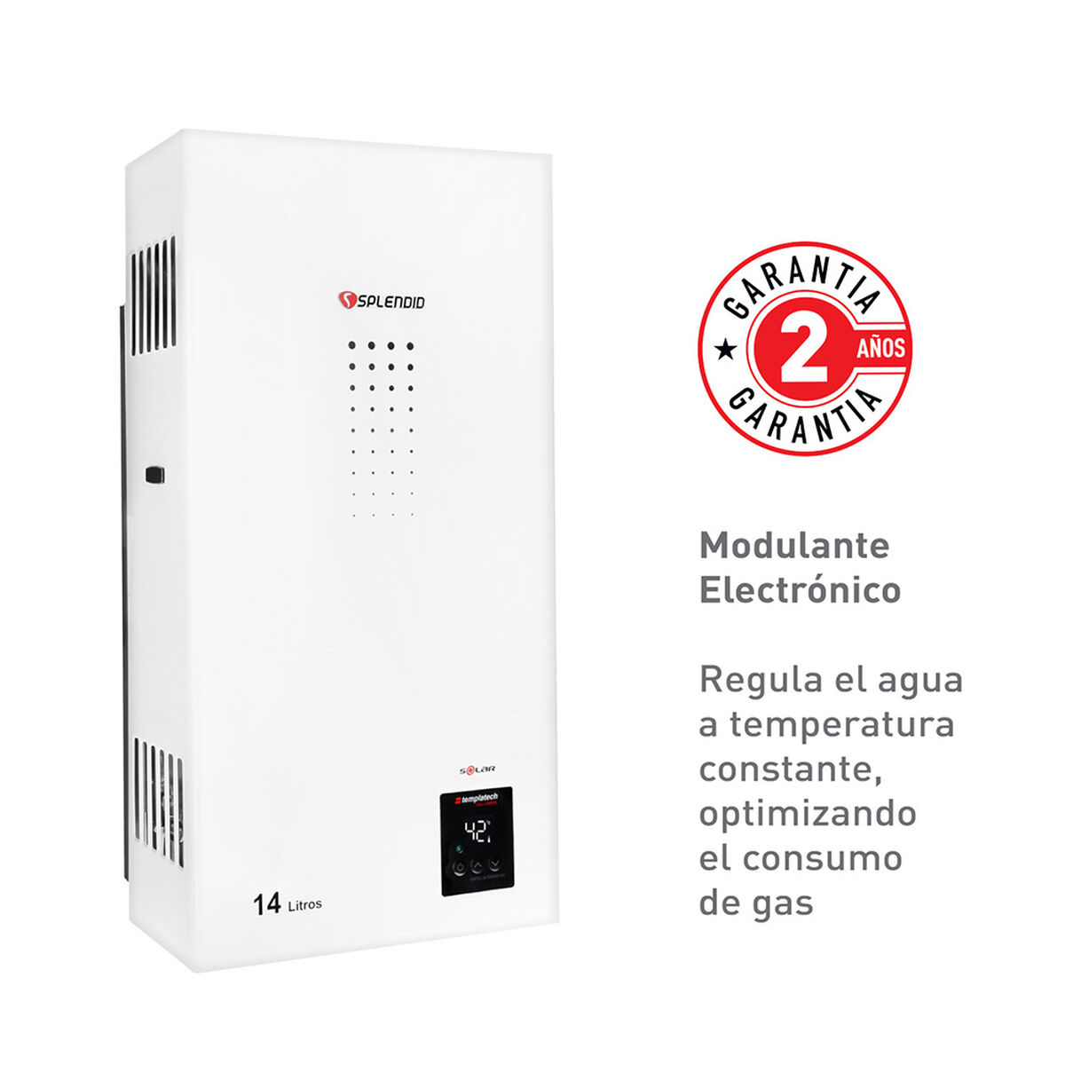 Calefont Gas Licuado Splendid Tiro Natural Templatech 14 lts.