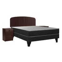 Cama Europea Celta 2 Plazas Atlantis Black + Respaldo + 2 Veladores Cordoba