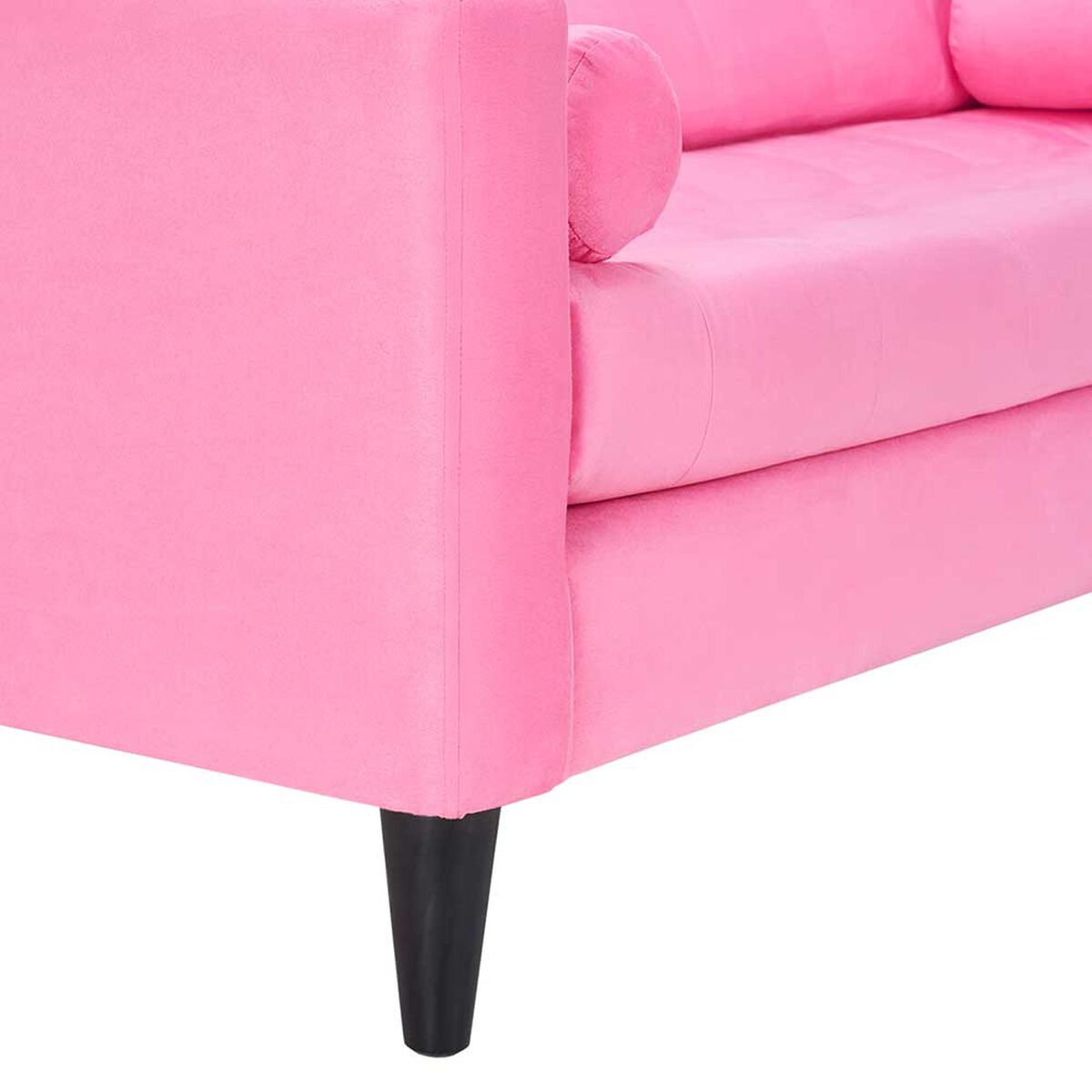 Juego de Living Bodevir Retro Felpa 3 Cuerpos + Dos Sillones 1 Cuerpo Rosado