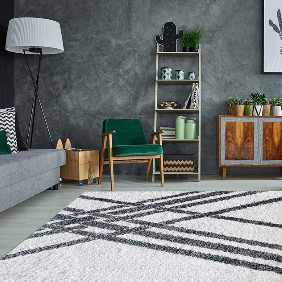 Alfombra Shaggy Idetex Gardenia White 150 x 200 cm