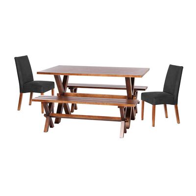 Juego de Comedor Latam Home Sevilla Cadiz 2 Sillas + 2 Bancas Velvet Negro