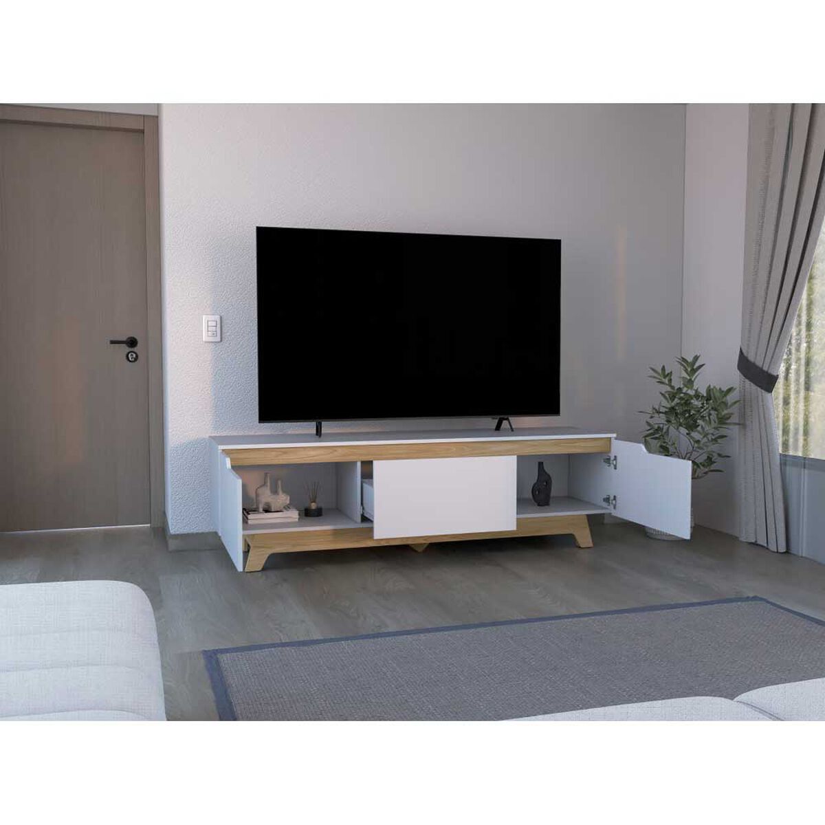 Rack TV TuHome Woodall Hasta 80" Fresno Europeo