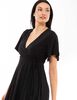 Vestido Midi Liso Manga Corta Vuelos Mujer Zibel