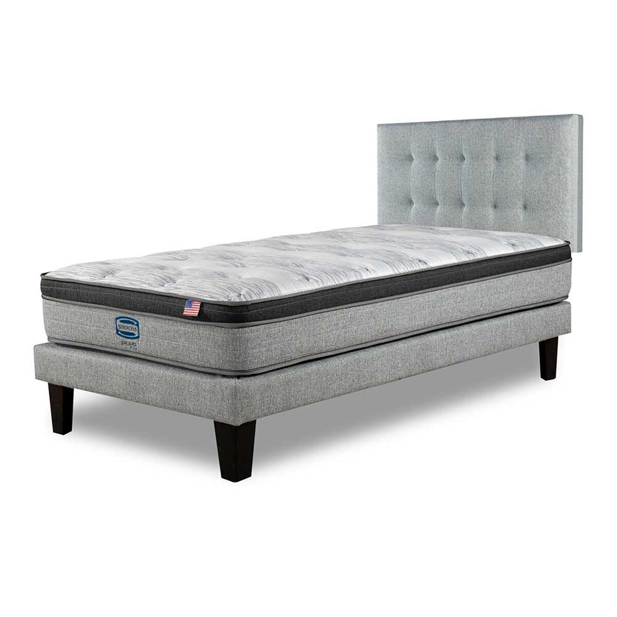 Cama Europea Simmons 1,5 Plazas Dreamer Plazasus Box + Respaldo Urban Plazasata