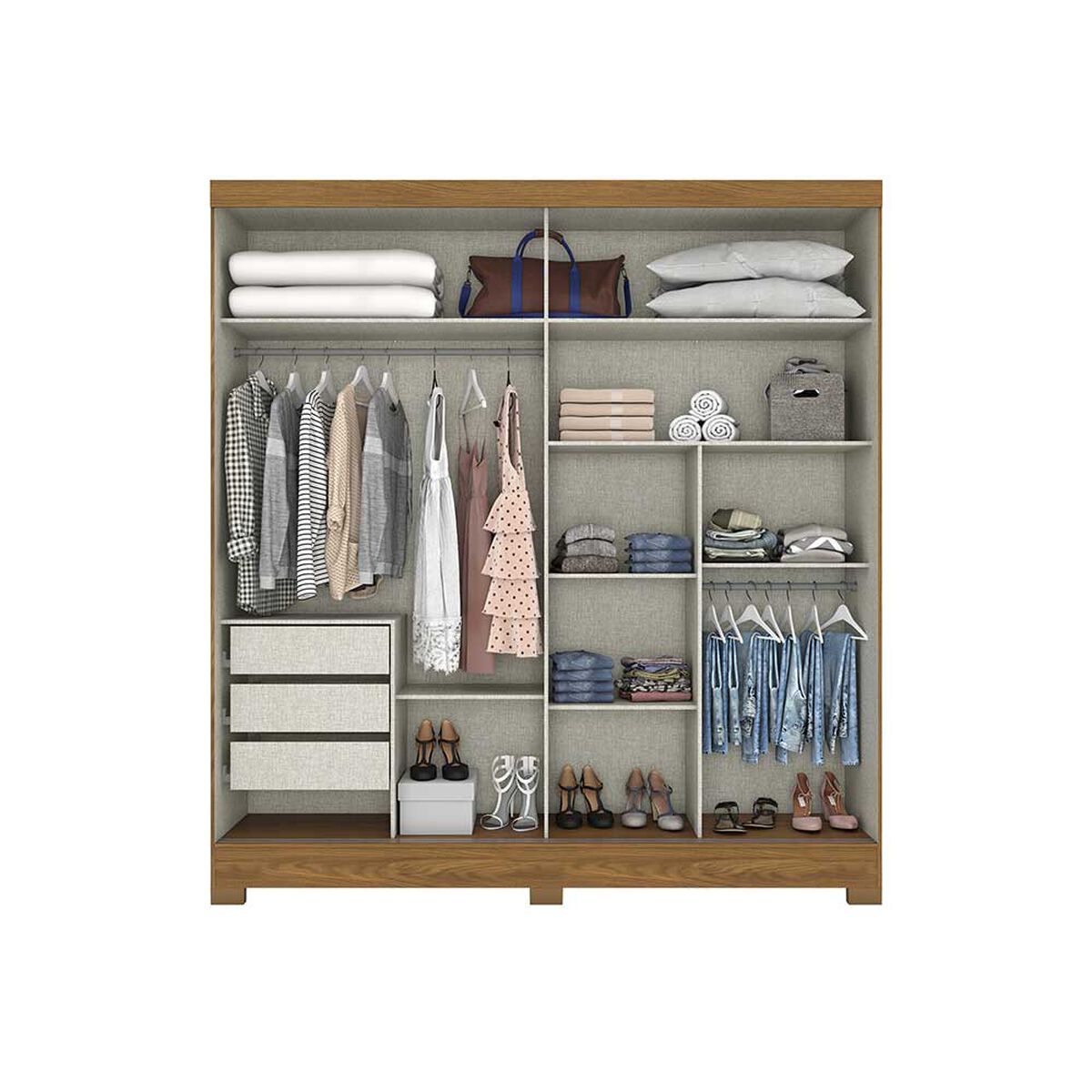 Clóset Home Mobili M8 M4 2 Puertas 2 Cajones Nogal Blanco Off