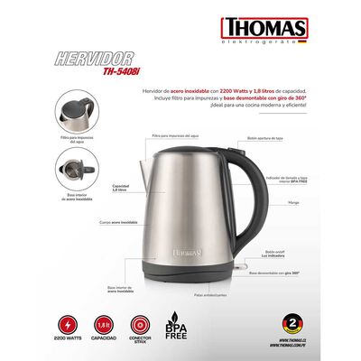 Imagen 2 del producto Hervidor Eléctrico Thomas TH-5408i 1,8 lts.