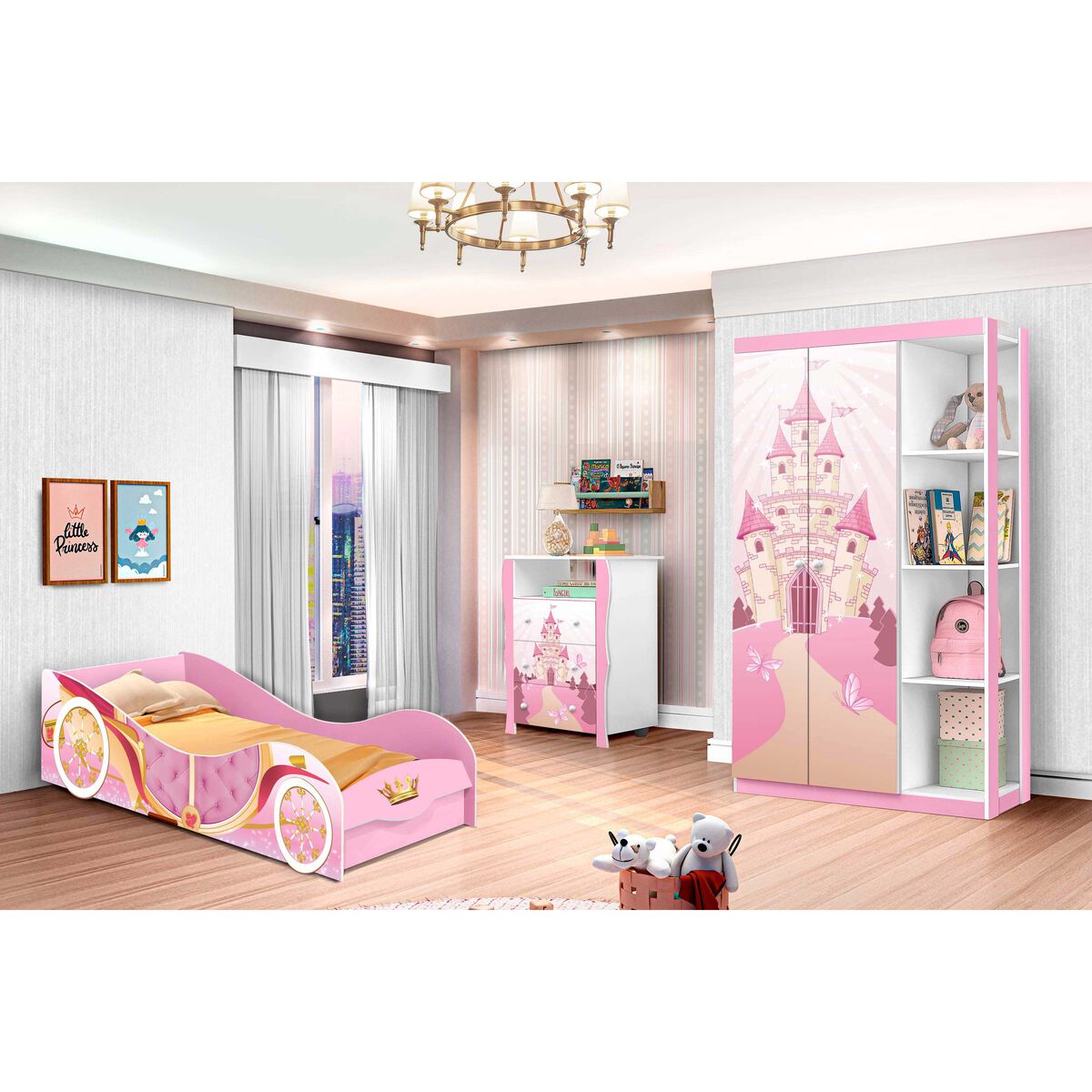 Clóset Infantil Casanova Kids Lara Castelo Pink 2 Puertas