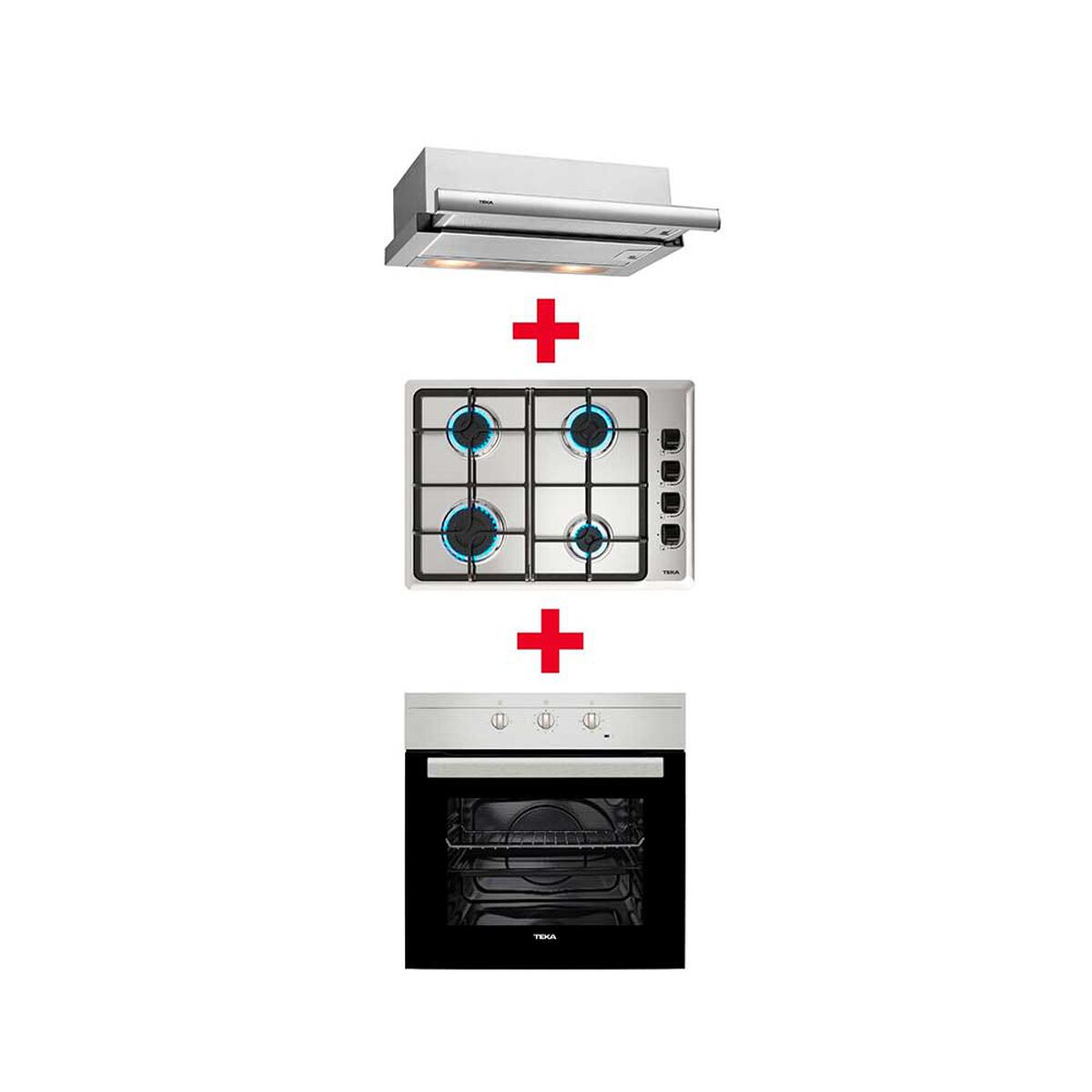 Combo Empotrado Teka Horno + Encimera HLX 540 KBBOC IX (CL) + Campana TL 6310 65 lts. Horno Negro-inox;Encimera Inox; Campana Inox