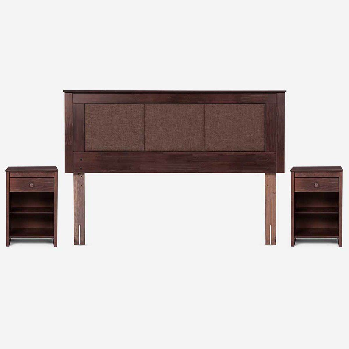 Cama Europea Rosen Base Dividida 2 Plazas Indie + Respaldo + 2 Veladores Rachel