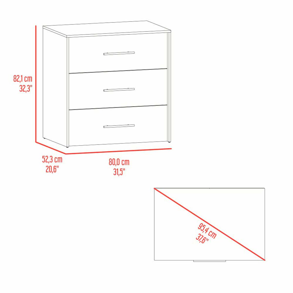 C&oacute;moda Tuhome Bigaf 3 Cajones Milan y Wengue