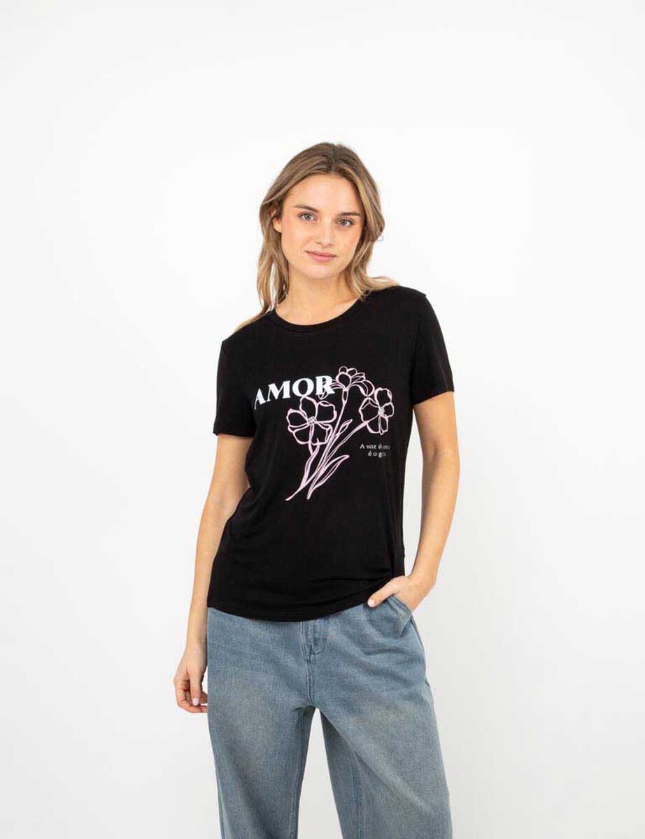 Polera Con Estampado Manga Corta Mujer Icono