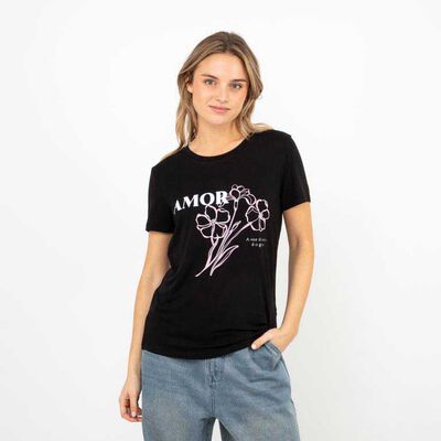 Polera Con Estampado Manga Corta Mujer Icono