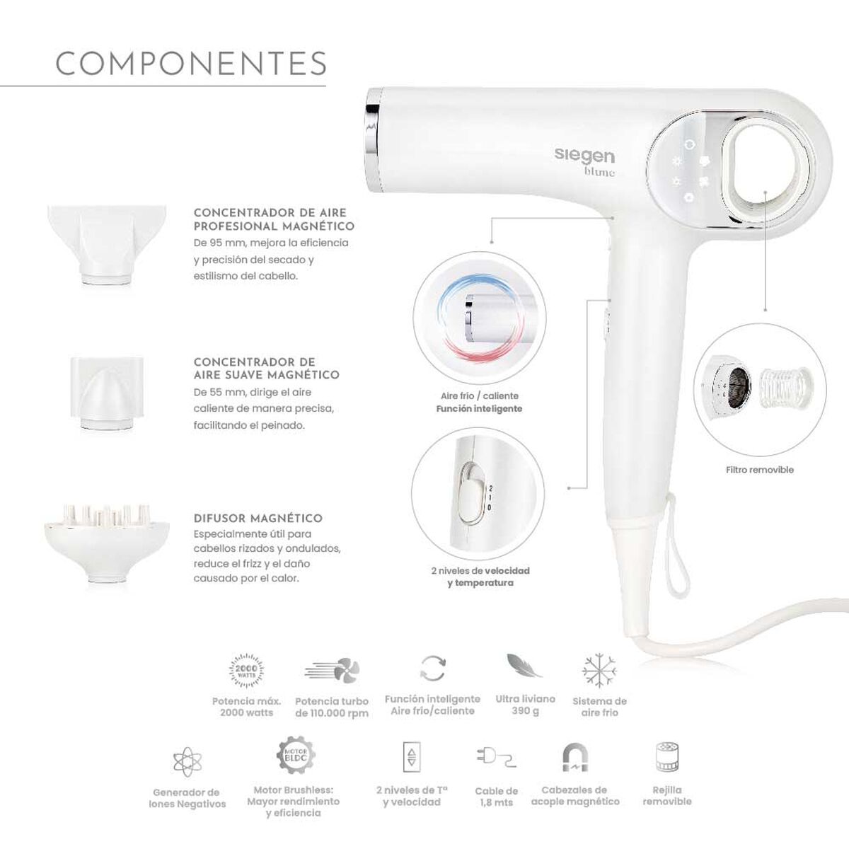 Secador de Pelo Siegen SG-B3160 2000 w