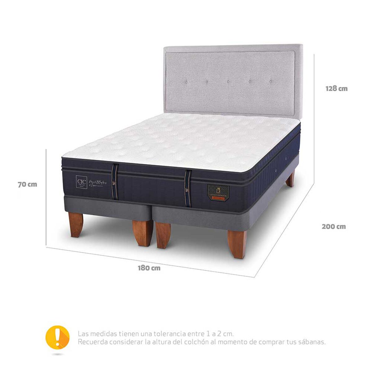 Cama Europea CIC Base Dividida King Grand Premium + Respaldo