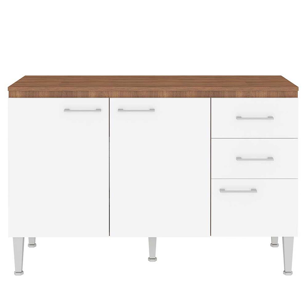 Mueble de Cocina Base Vekkahome Opie 2 Cajones 3 Puertas Blanco