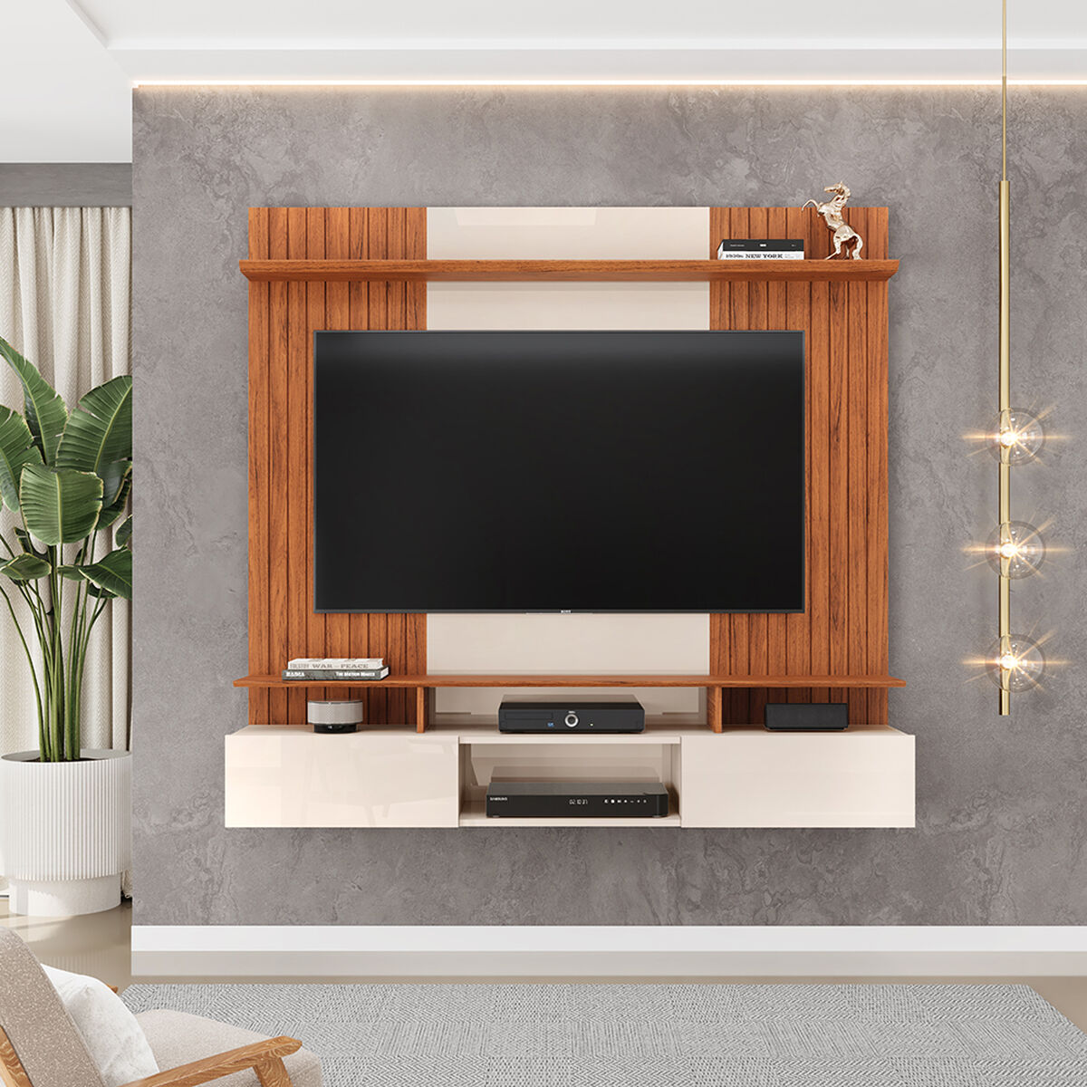 Panel TV Vekkahome Bento 60" Pulgadas Caf&eacute;