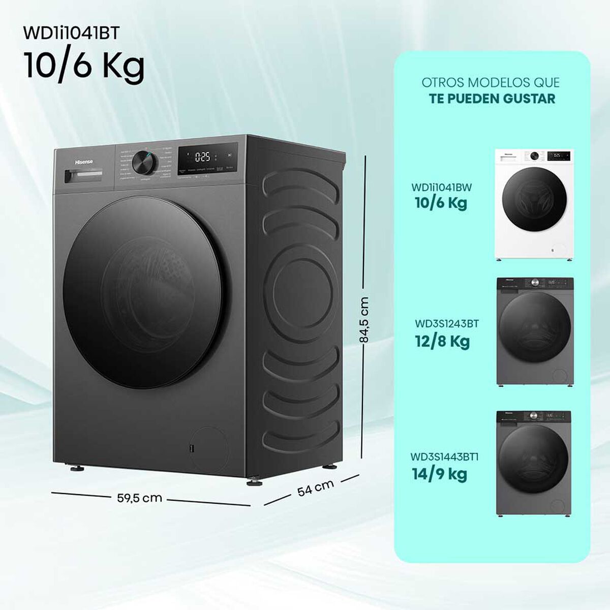 Lavadora Secadora Carga Frontal Hisense WD1i1041BT 10/6 Kg Titanium