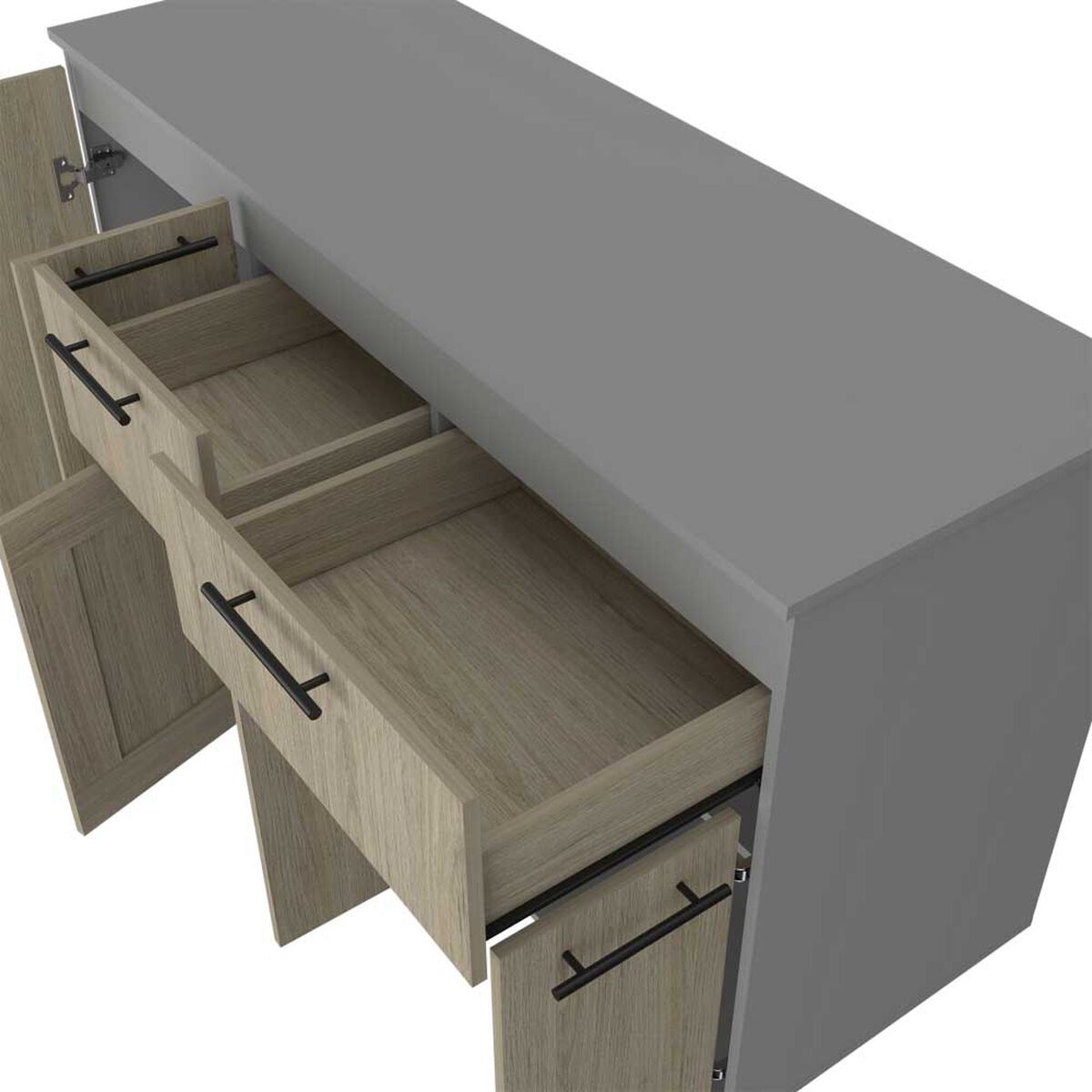 Mueble de Cocina Inferior TuHome Hasselt 2 Puertas 2 Cajones Gris Rovere