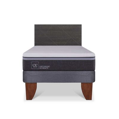 Cama Europea CIC 1,5 Plazas Ortopedic Advance + Respaldo Villarrica