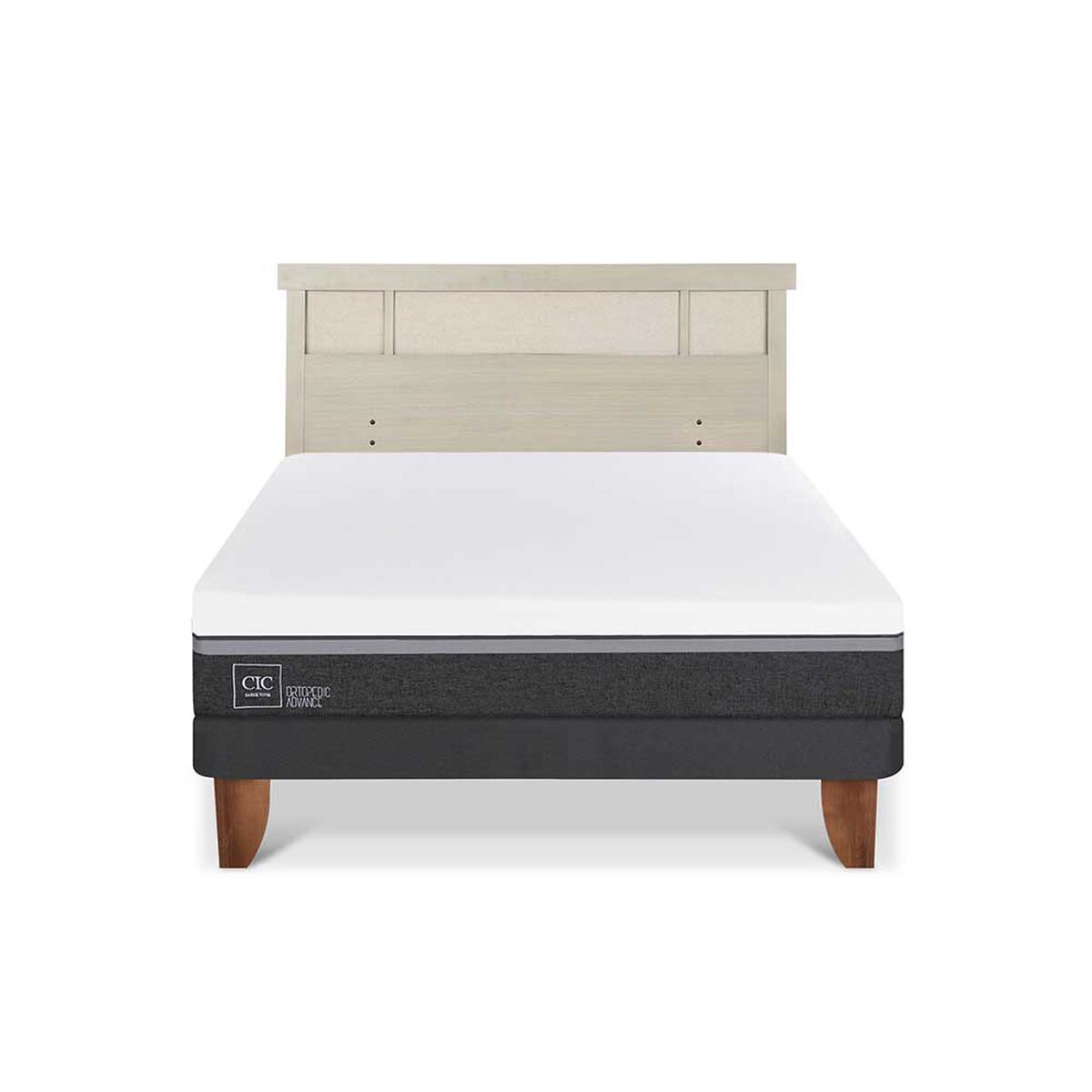 Cama Europea CIC 2 Plazas Ortopedic Advance + Respaldo Dublin Alpino