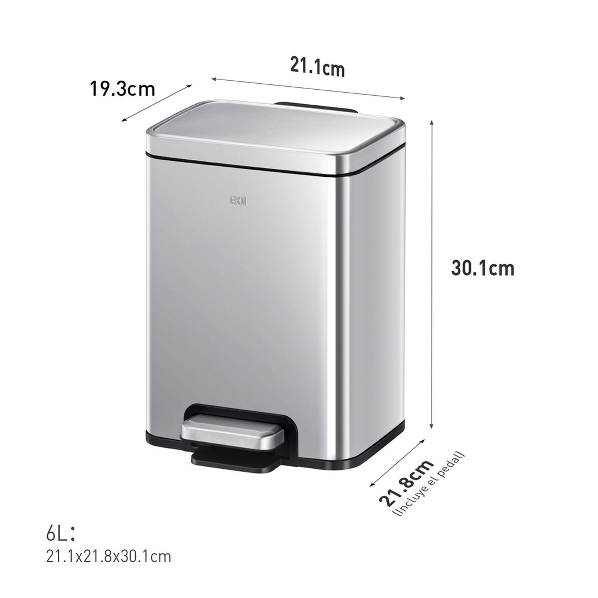 Basurero EKO Madison rectangular 12 L