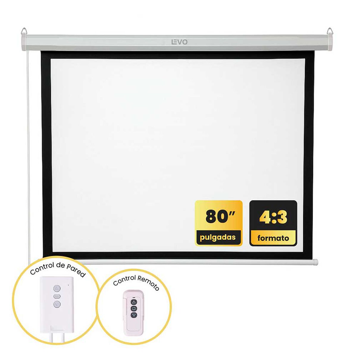 Telón 80 pulgadas Eléctrico con control 165 x 125 cm LEVO