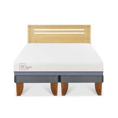Cama Europea CIC Base Dividida 2 Plazas Excellence Plus + Respaldo Munich Mostaza