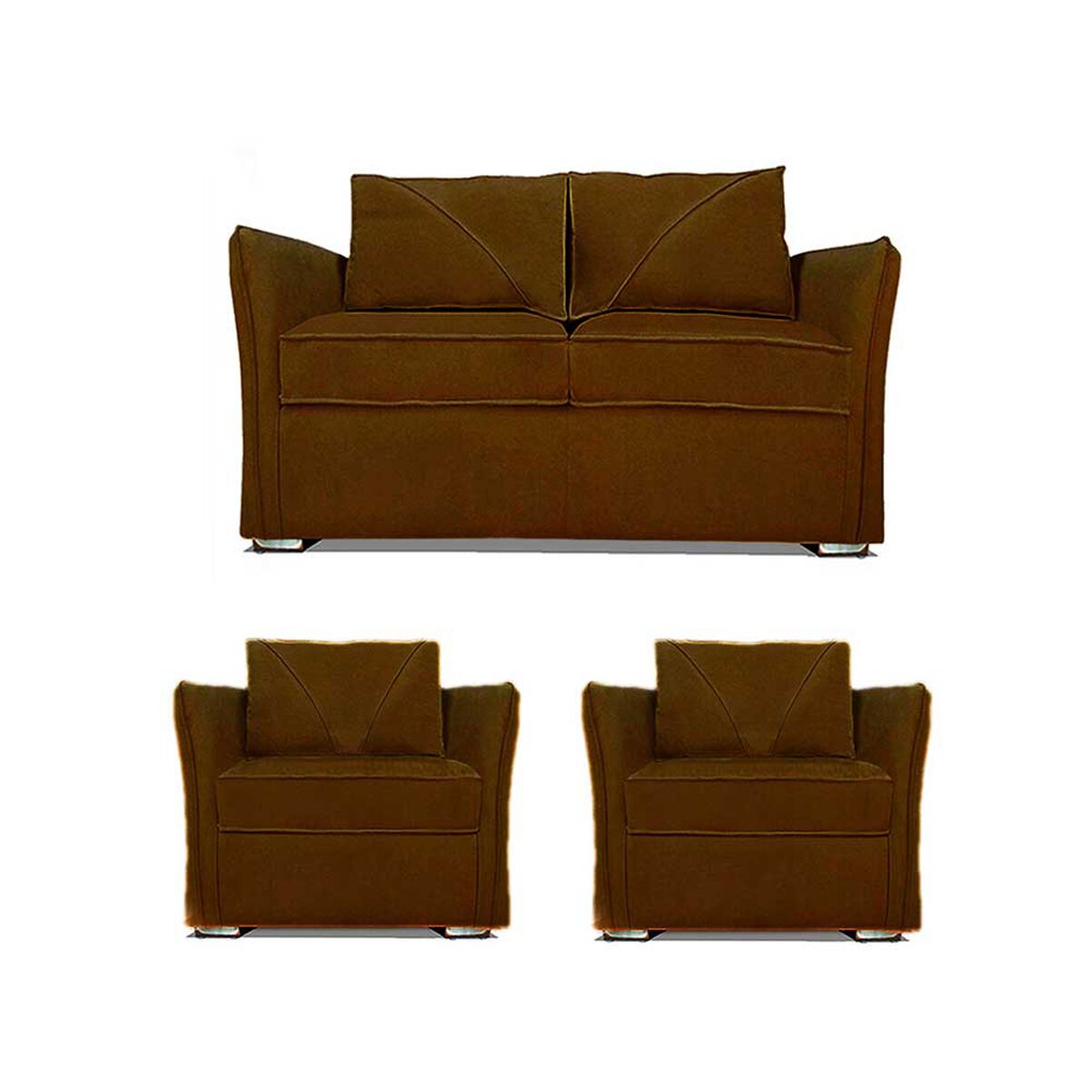 Juego de Living Elegant Detail Atlanta Sof&aacute; 2 Cuerpos + Dos sillones 1 Cuerpo Caf&eacute;
