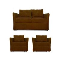 Juego de Living Elegant Detail Atlanta Sofá 2 Cuerpos + Dos sillones 1 Cuerpo Café