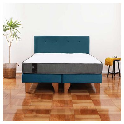 Cama Europea Latam Home Base Dividida 2 Plazas Zen Best Azul + Respaldo