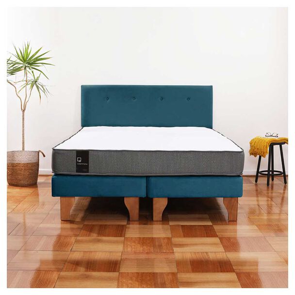 Cama Europea Latam Home Base Dividida 2 Plazas Zen Best Azul + Respaldo
