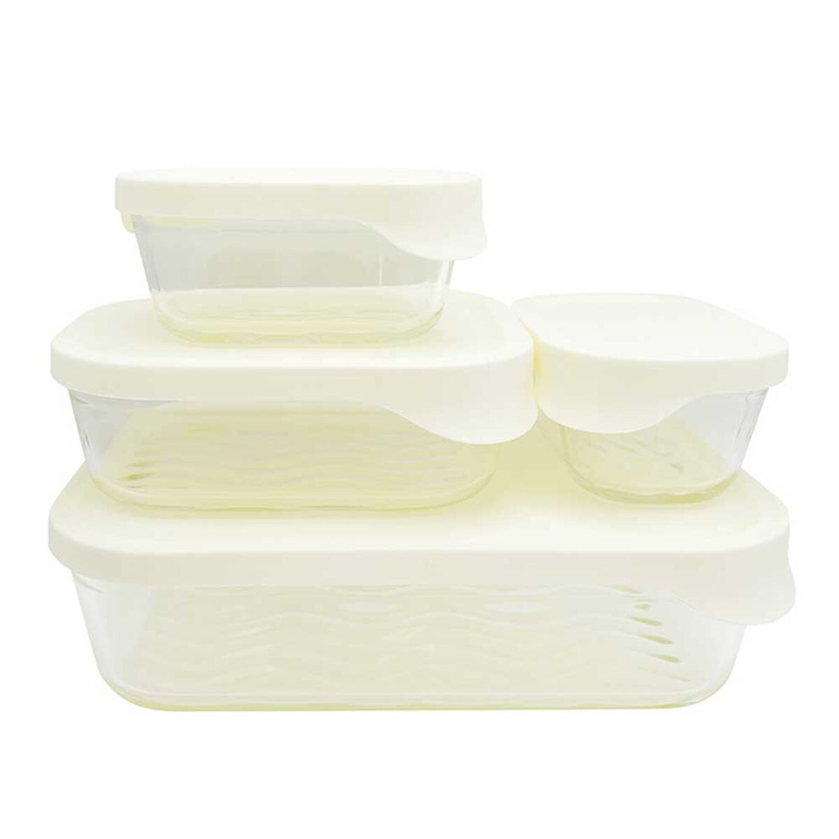 Set 4 Contenedores de Vidrio con Tapa Rectangular Doral Glass Tray